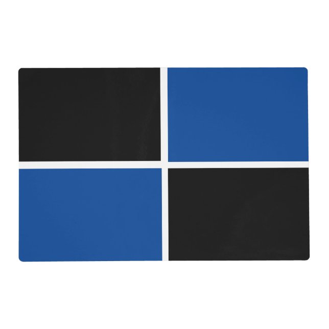 Cool black and blue square pattern placemat (Front)