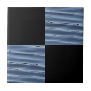 Cool Black and Blue Squares Ceramic Tile