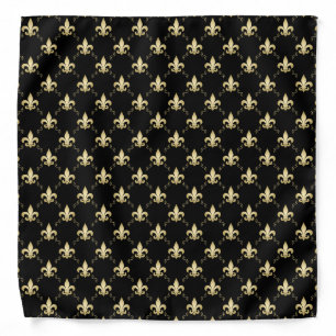 Cool Black And Gold Fleur De Lis Pattern Bandana