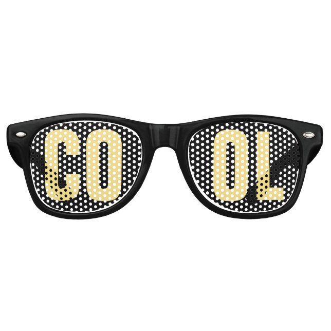 'COOL' Black and Gold Party Retro Sunglasses (Front)
