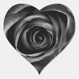 Cool Black and Gray Goth Rose Bloom Dark Flower Heart Sticker