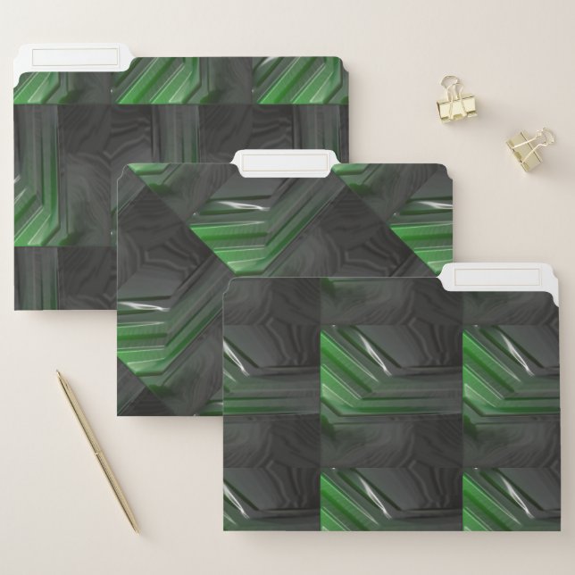 Cool black and green plastic foil file folder (Set)
