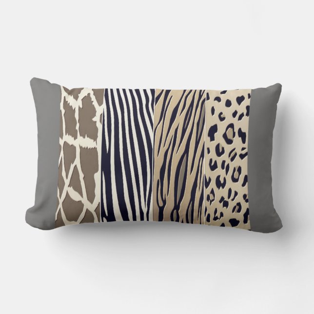 Cool Black, And Grey Animal Print Embossed Pillow (Front)