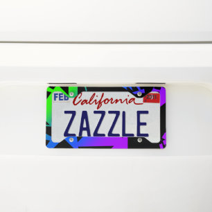 Cool Black and Neon Abstract Colorful License Plate Frame