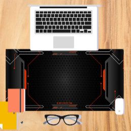 Cool black and orange geometric gaming background desk mat