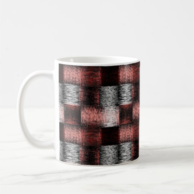 Cool Black and Red Checkerboard Pattern Coffee Mug (Left)