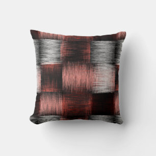 Cool Black and Red Checkerboard Pattern Throw Pillow