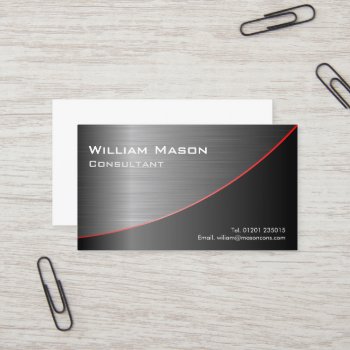Cool Black And Red Steel Curved  Business Card by ImageAustralia at Zazzle