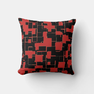 COOL Black and Red Stylish Abstract Pattern Throw Pillow