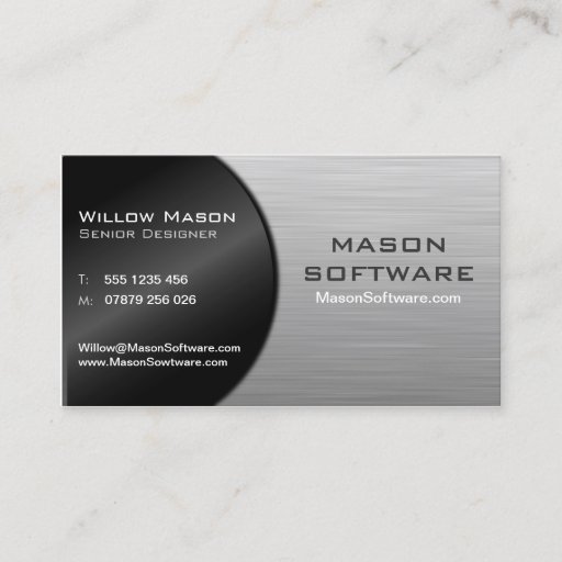 Customizable Black and Steel Folded Technology Business Card 2