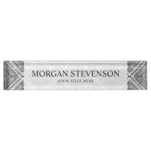 Cool Black and White Aztec Tribal Pattern Desk Name Plate