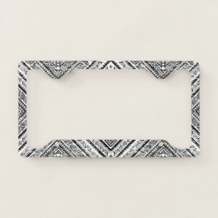 Cool Black and White Aztec Tribal Pattern License Plate Frame