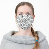 Cool Black And White Bandana Paisley Adult Cloth Face Mask (Worn)
