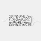 Cool Black And White Bandana Paisley Adult Cloth Face Mask (Front, Folded)