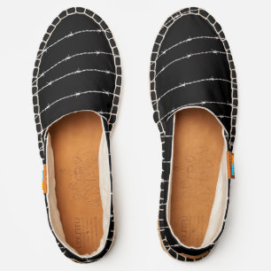 Cool black and white barbed wire pattern espadrilles