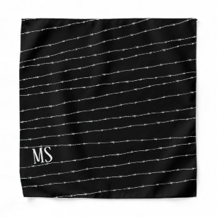 Cool black and white barbed wire pattern Monogram Bandana