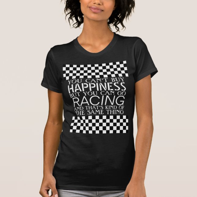 Cool Black And White Checkered Finish Flag Pattern T-Shirt (Front)