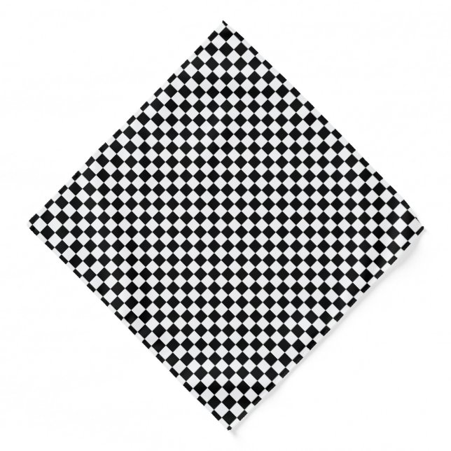Cool Black And White Checkered Flag Pattern Bandana (Front)
