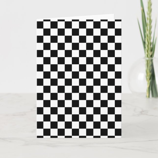 Cool Black And White Checkered Flag Pattern Card (Front)