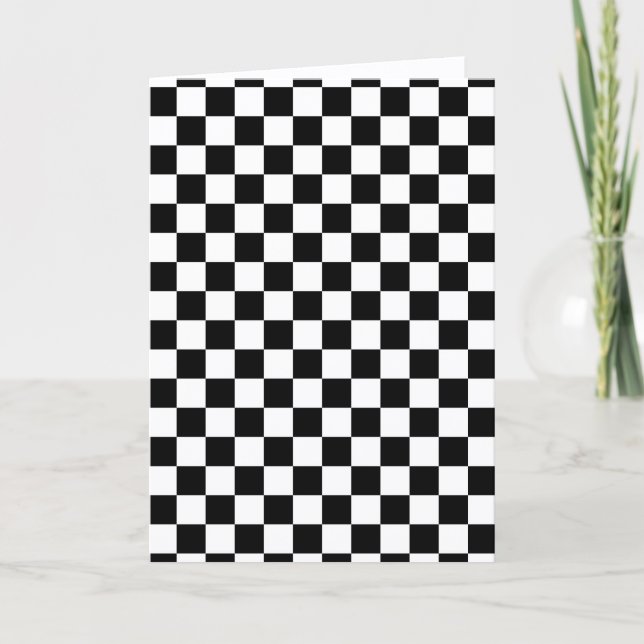 Cool Black And White Checkered Flag Pattern Card (Front)