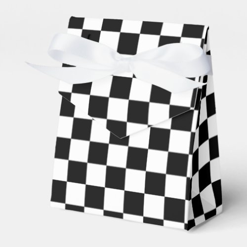 Cool Black And White Checkered Flag Pattern Favor Boxes