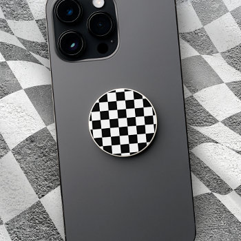 Cool Black And White Checkered Flag Pattern Popsocket by All_In_Cute_Fun at Zazzle