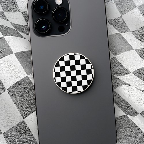 Cool Black And White Checkered Flag Pattern PopSocket