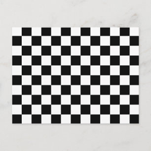Cool Black And White Checkered Flag Pattern Postcard