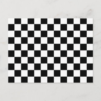 Cool Black And White Checkered Flag Pattern Postcard