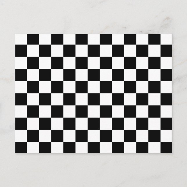 Cool Black And White Checkered Flag Pattern Postcard (Front)