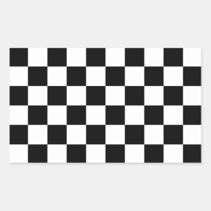 Cool Black And White Checkered Flag Pattern Rectangular Sticker