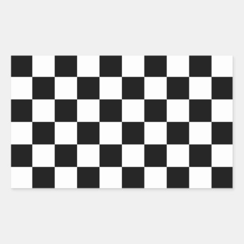 Cool Black And White Checkered Flag Pattern Rectangular Sticker