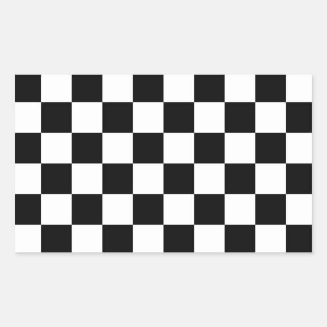 Cool Black And White Checkered Flag Pattern Rectangular Sticker (Front)