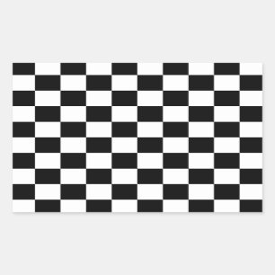 Cool Black And White Checkered Flag Pattern Rectangular Sticker