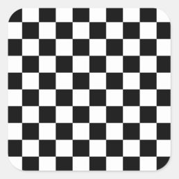 Cool Black And White Checkered Flag Pattern Square Sticker