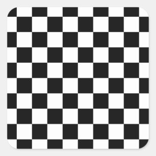 Cool Black And White Checkered Flag Pattern Square Sticker
