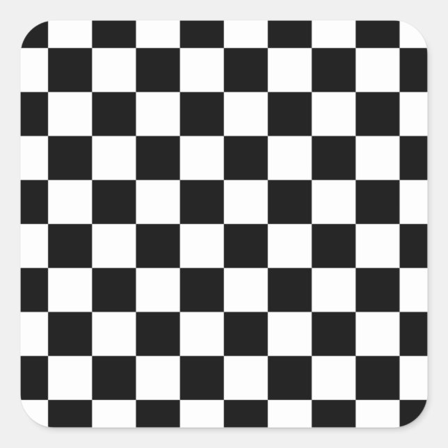 Cool Black And White Checkered Flag Pattern Square Sticker (Front)