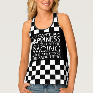 Cool Black And White Checkered Flag Pattern Tank Top