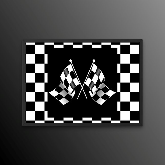 Cool Black And White Checkered Flags Pattern Poster (Creator Uploaded)