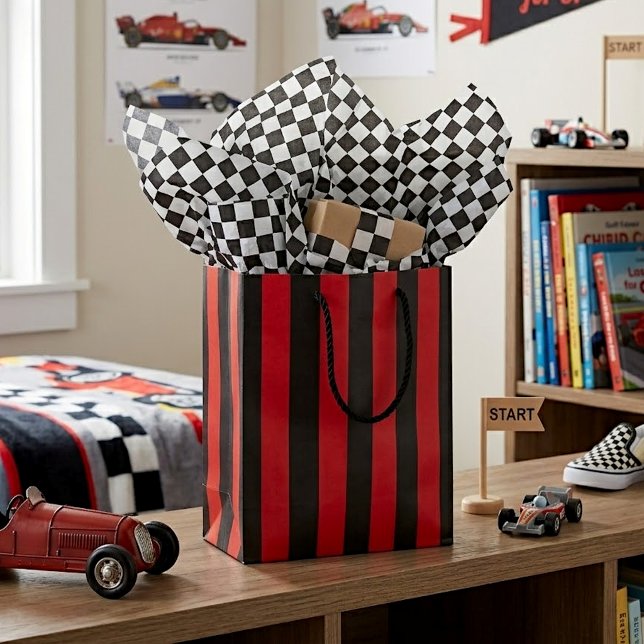 Cool Black And White Checkered Race Flag Pattern Tissue Paper (Creator Uploaded)