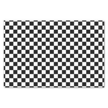 Cool Black And White Checkered Race Flag Pattern Tissue Paper
