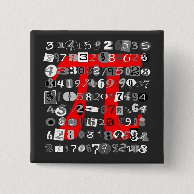 Cool Black and White Digits of Pi Button (Front)