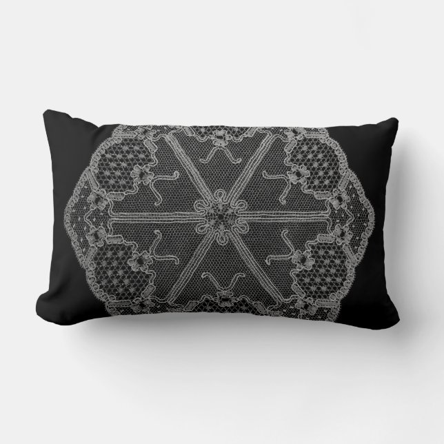 Cool Black and White Doily Pillow (Front)