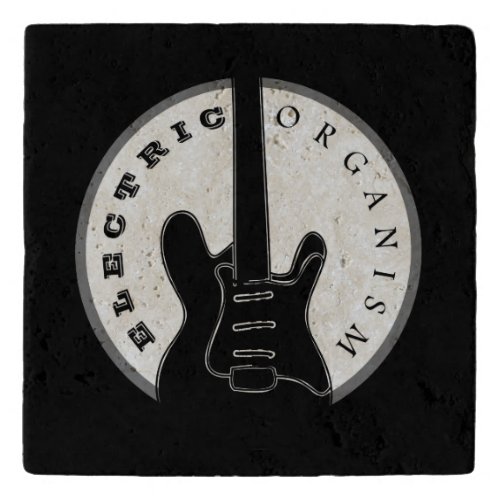 Cool Black and White Electric Guitar Rock Music Trivet