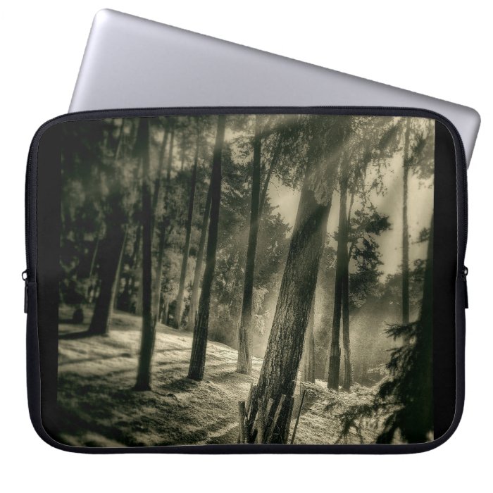 Cool Black and White Forest Sun Rays Nature Gifts Laptop Sleeves