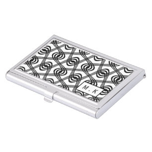 Cool Black and White Geometric Pattern Monogram Business Card Case