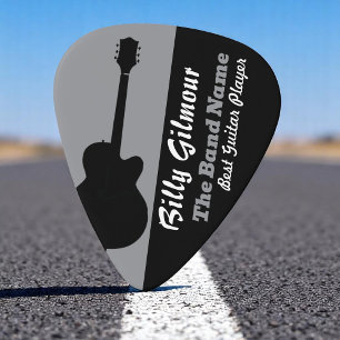 Cool Black and White Guitar-Players Guitar Pick