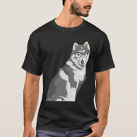 Cool Black and White Hipster Akita Inu T-Shirt