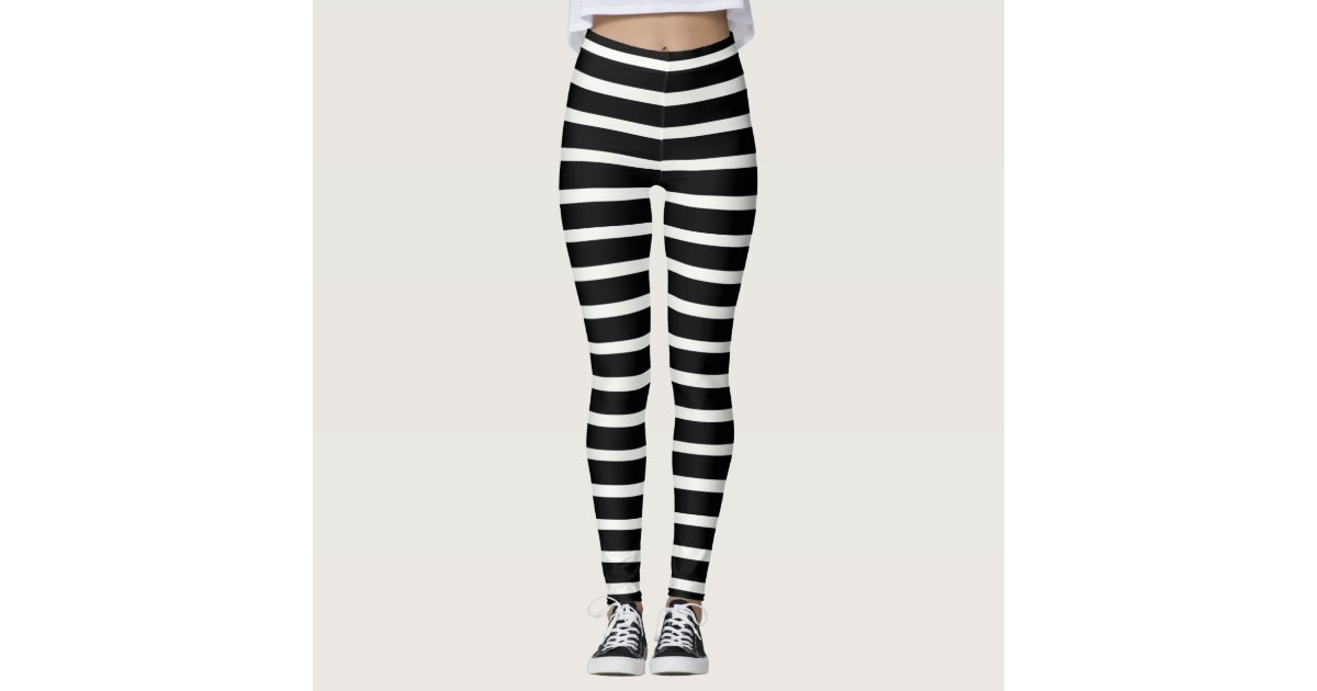 Vertical Striped White-Black Yoga Leggings - Buy Print Leggings