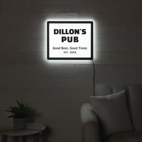 Cool Black and White Man Cave Home Bar Pub LED Sign